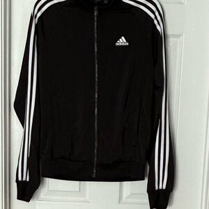 Adidas Black Track Jacket Full Zip 3-Stripe Athletic Jacket Men’s Small